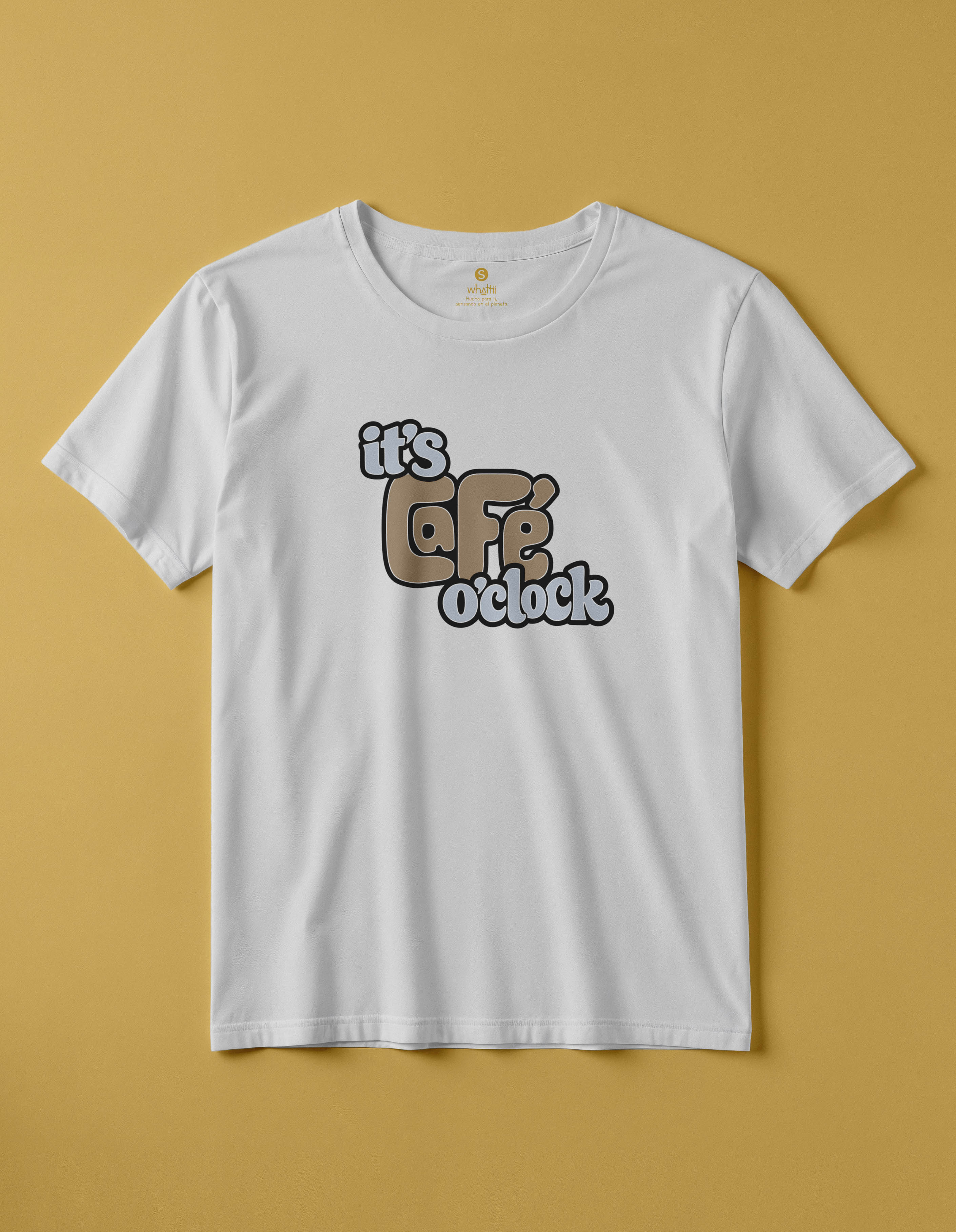 camiseta de algodon organico modelo cafe color blanco whattii pecho