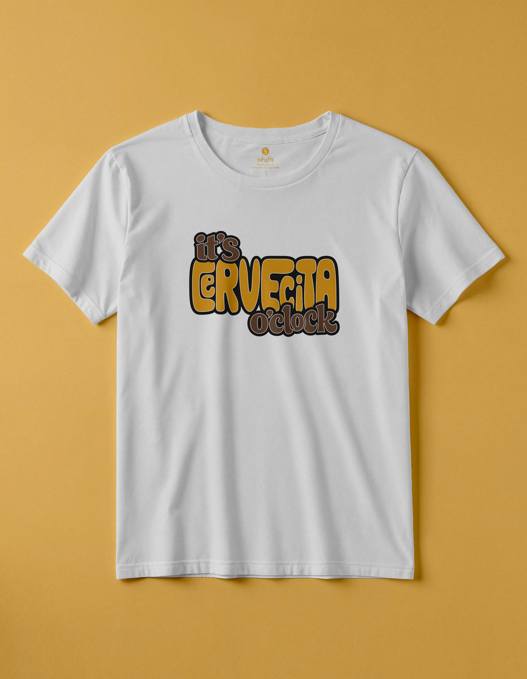 camiseta de algodon organico modelo cervecita color blanco whattii pecho