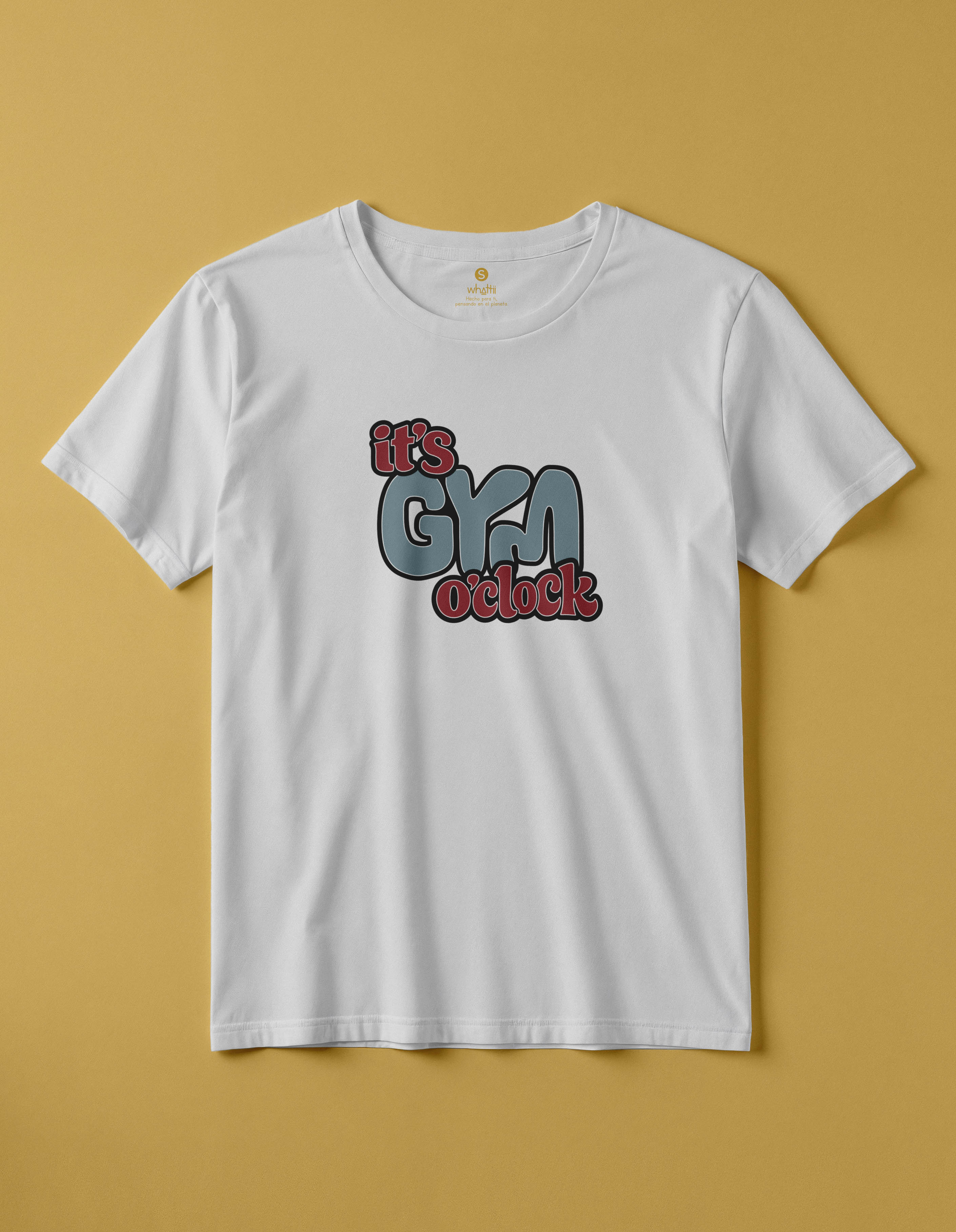 camiseta de algodon organico modelo gym color blanco whattii pecho