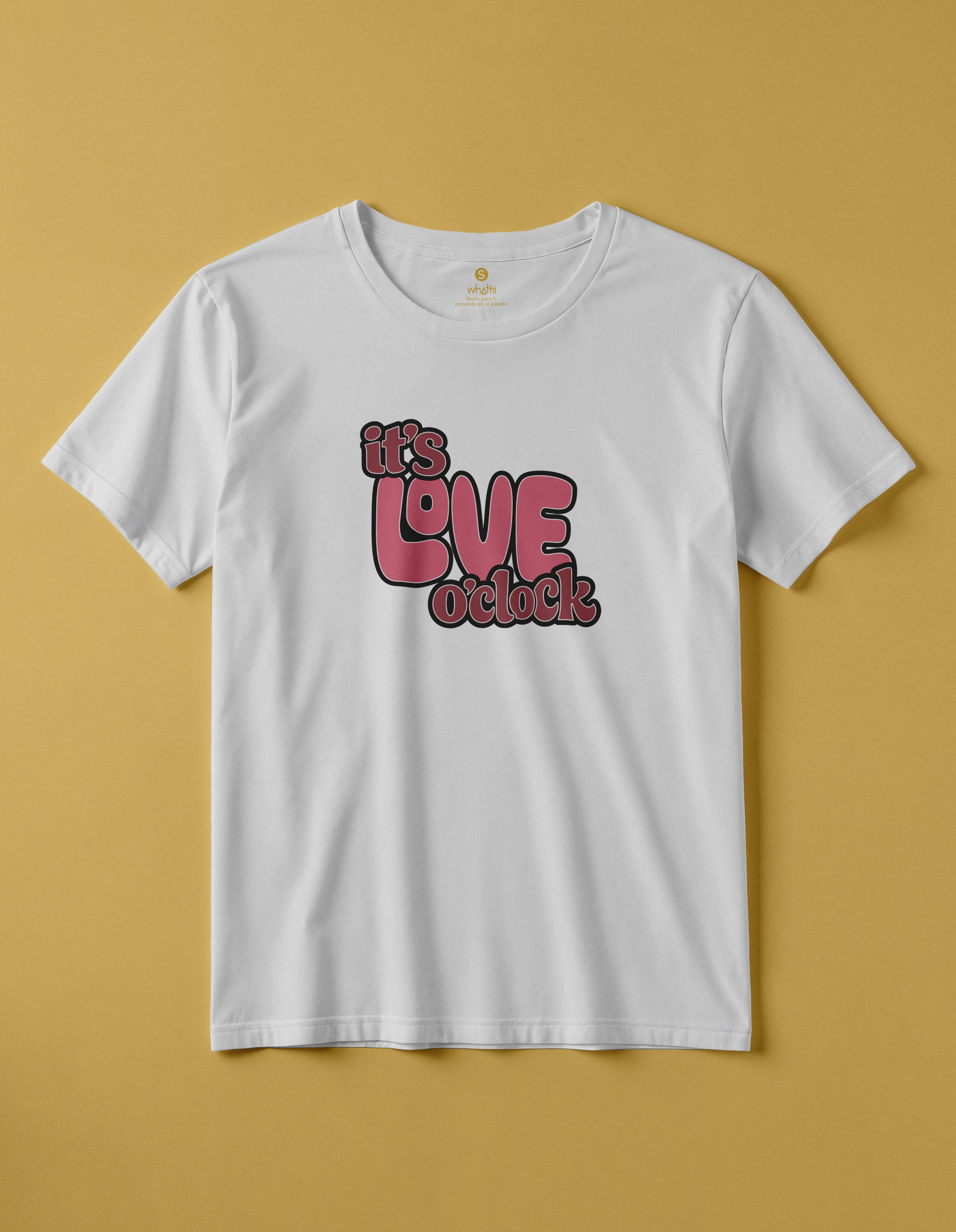 camiseta de algodon organico modelo love color blanco whattii pecho