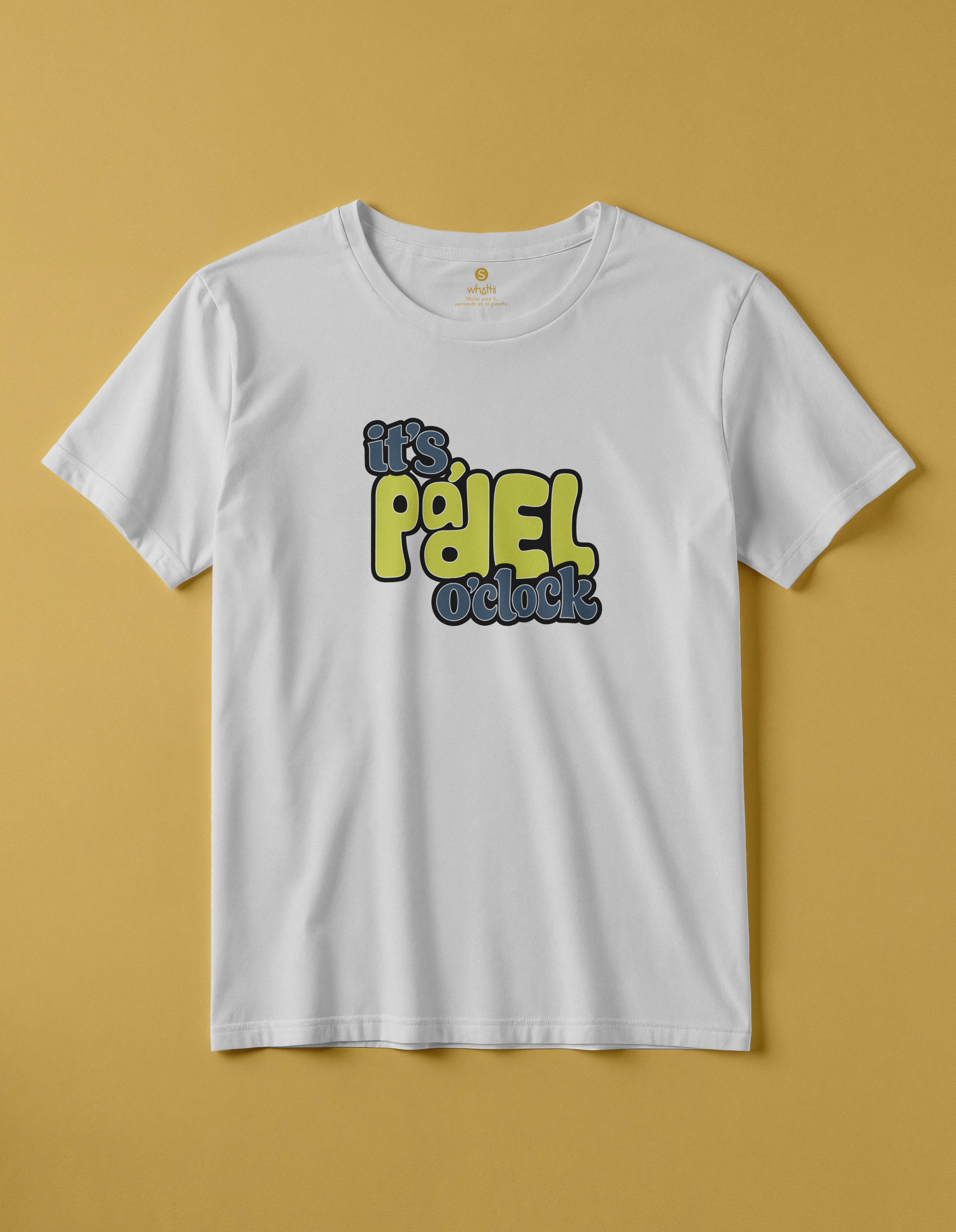 camiseta de algodon organico modelo padel color blanco whattii pecho
