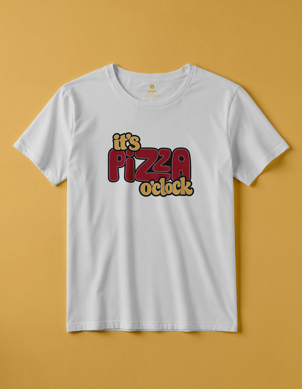 camiseta de algodon organico modelo pizza color blanco whattii pecho