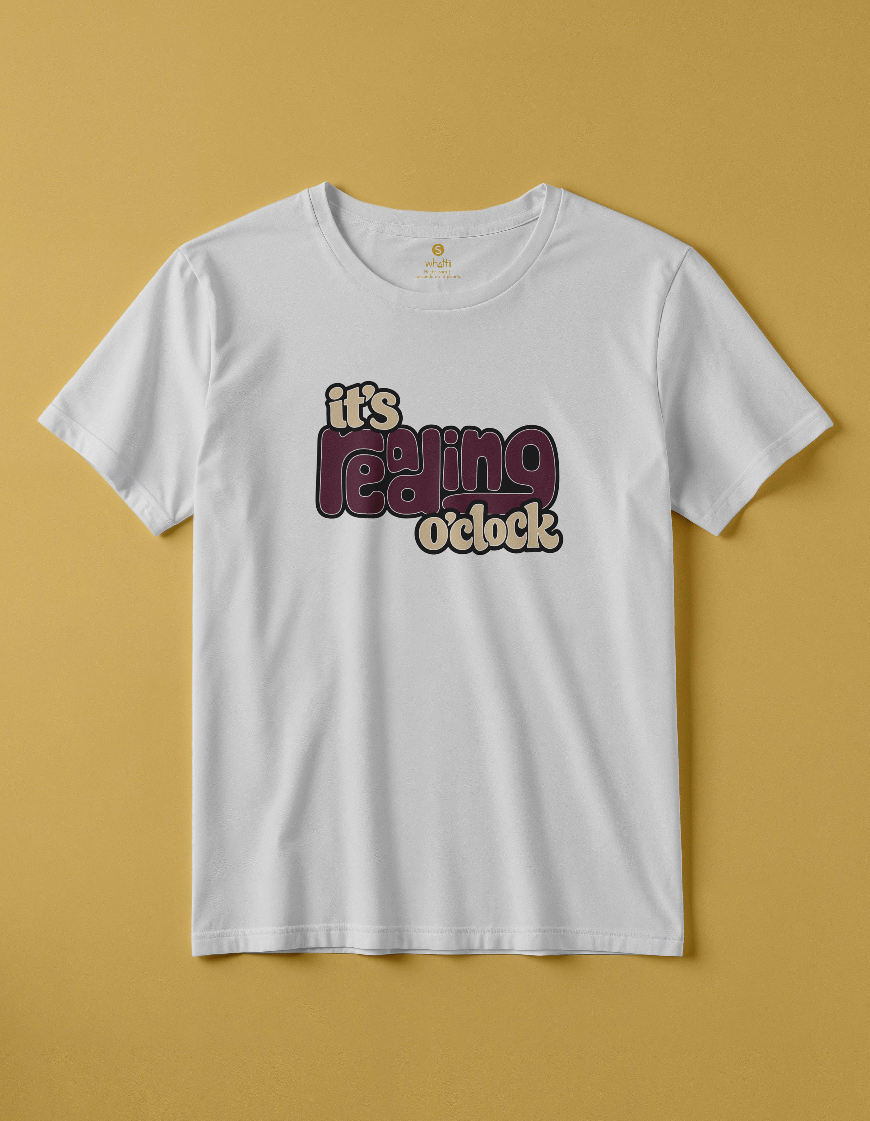 camiseta de algodon organico modelo reading color blanco whattii pecho