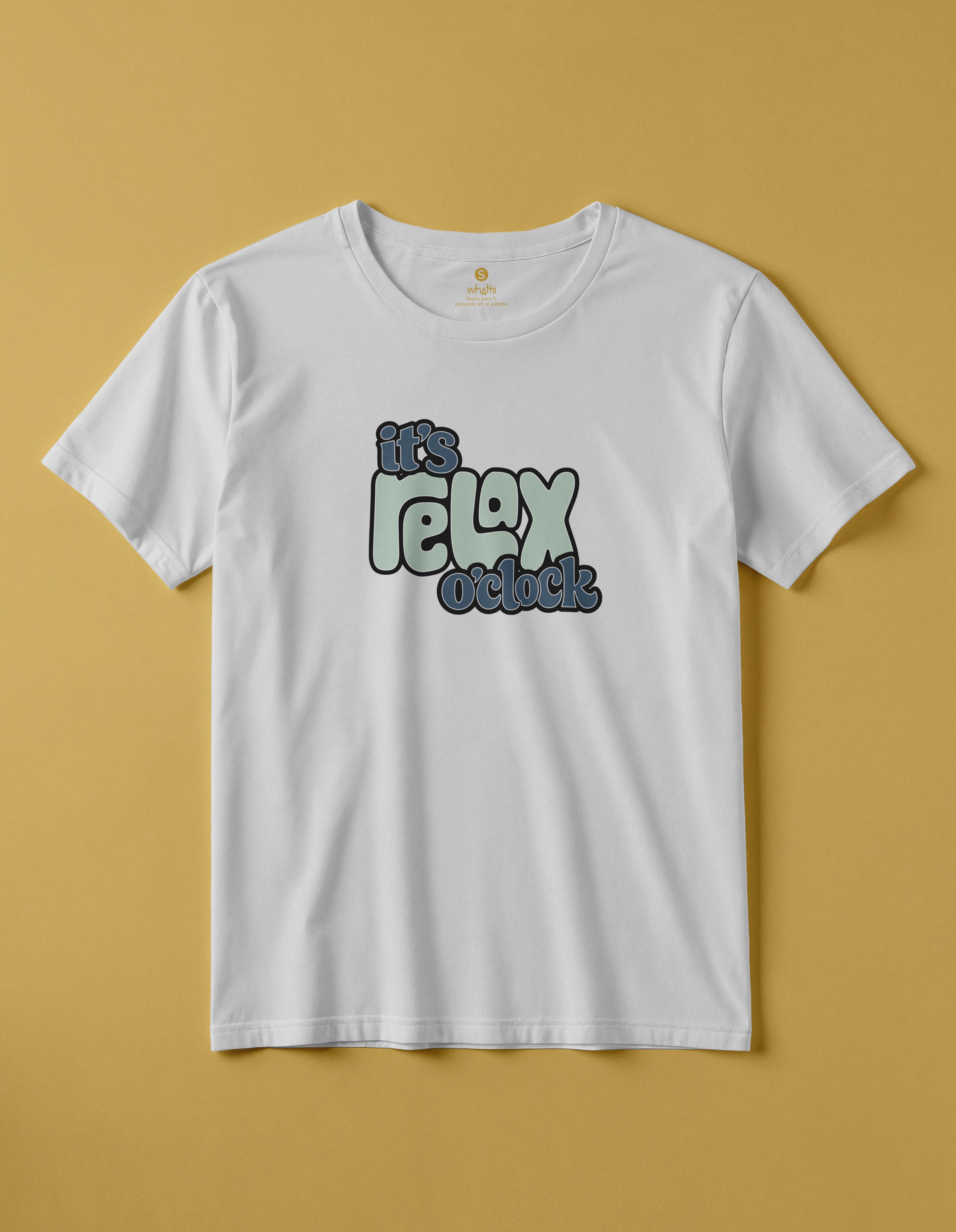 camiseta de algodon organico modelo relax color blanco whattii pecho