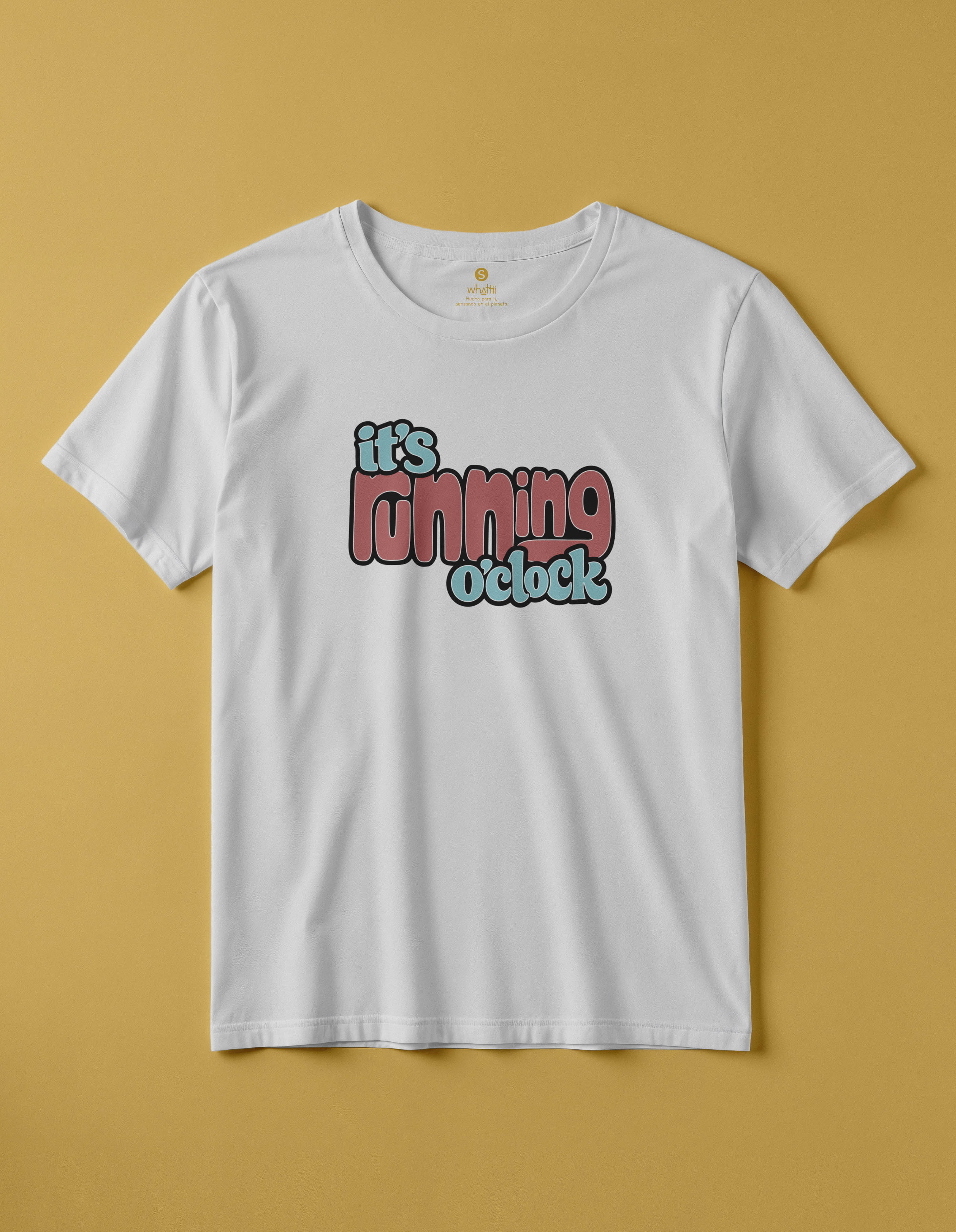 camiseta de algodon organico modelo running color blanco whattii pecho