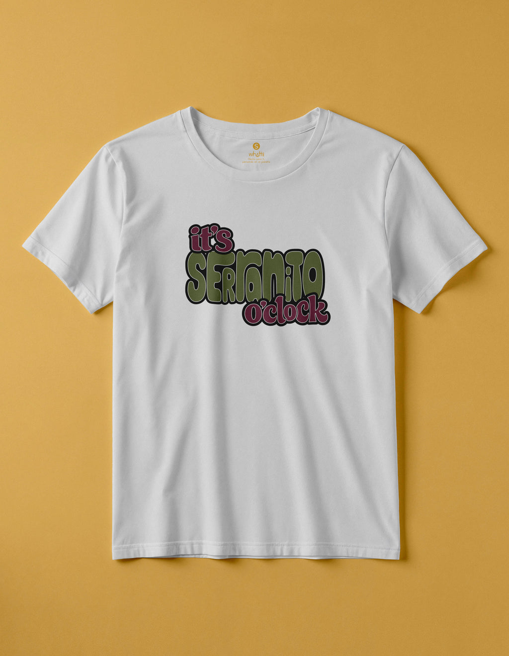 camiseta de algodon organico modelo serranito color blanco whattii pecho
