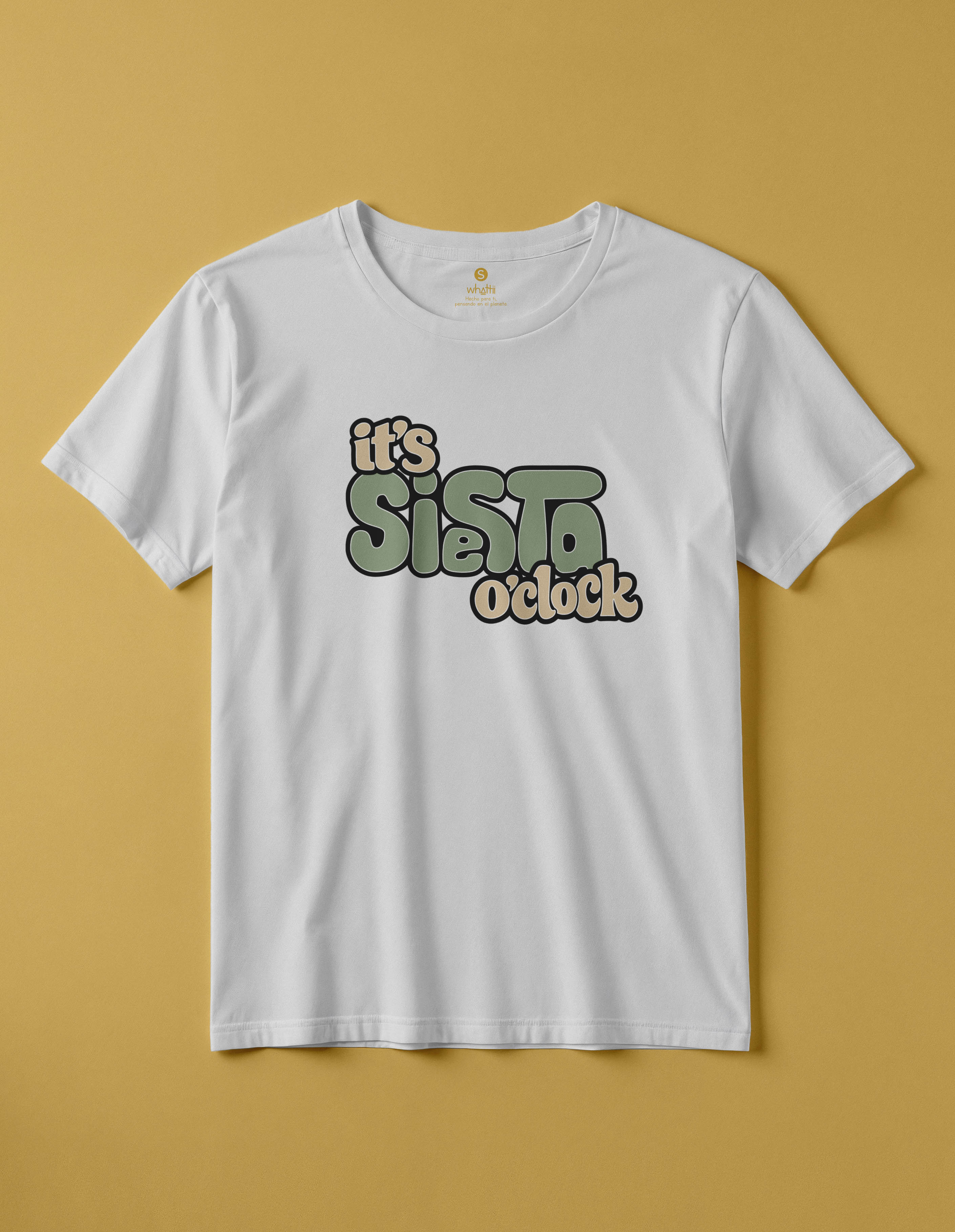 camiseta de algodon organico modelo siesta color blanco whattii pecho