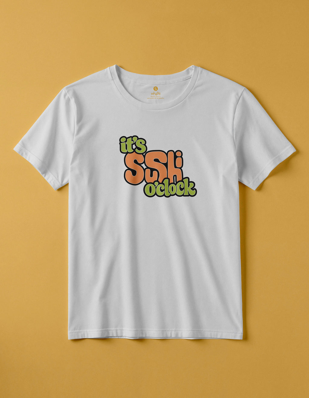 camiseta de algodon organico modelo sushi color blanco whattii pecho