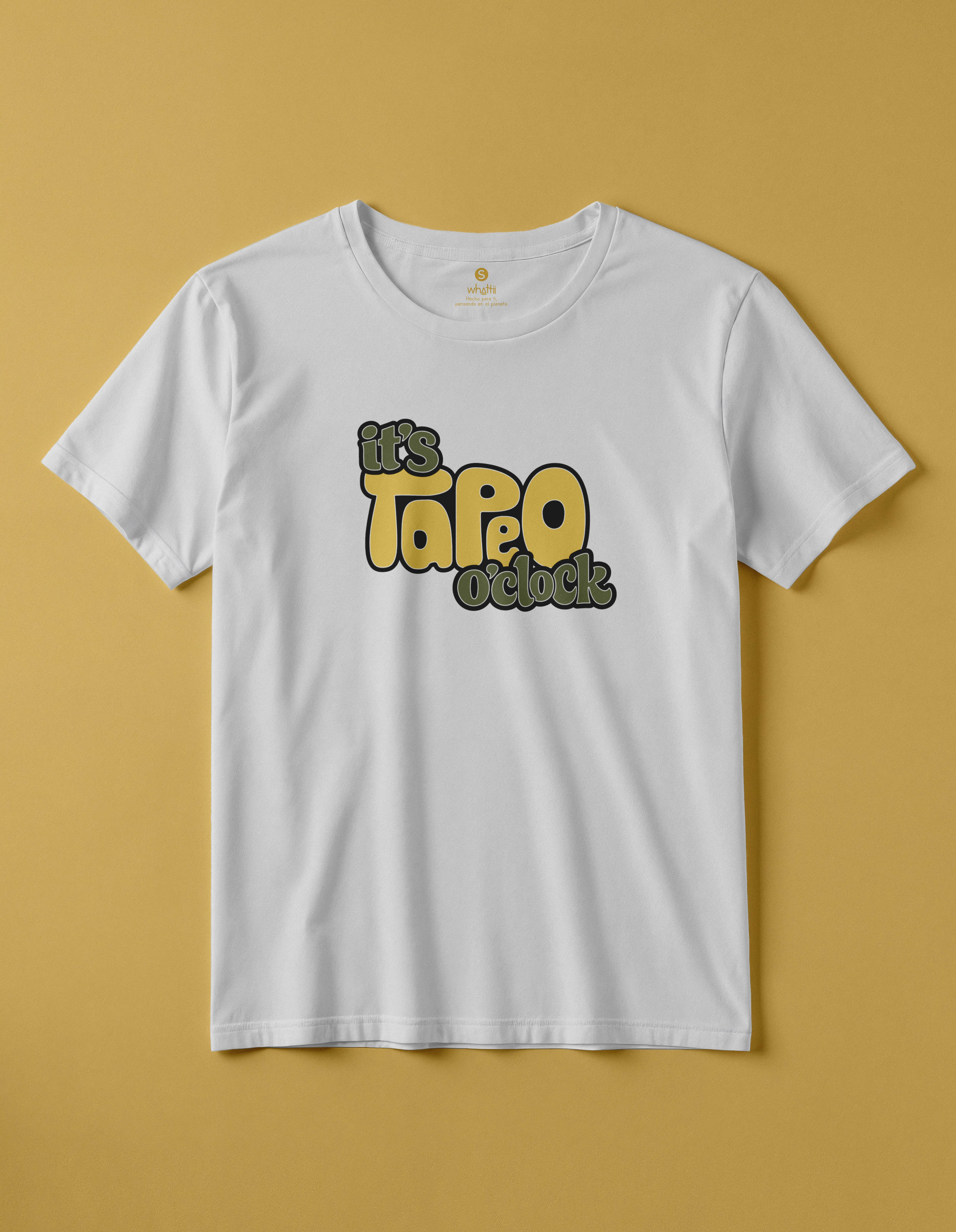 camiseta de algodon organico modelo tapeo color blanco whattii pecho