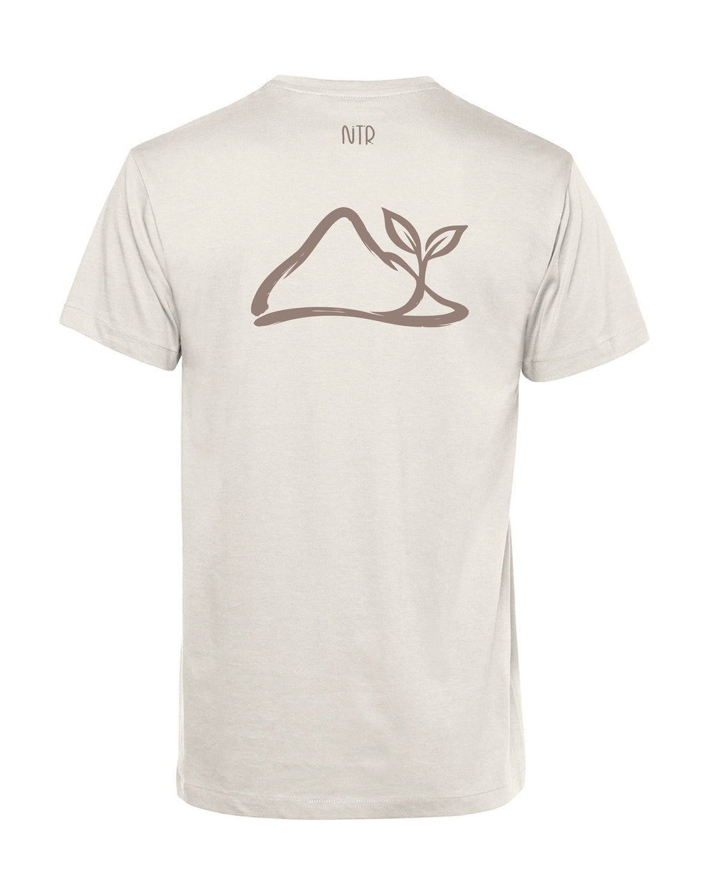 camiseta de algodon organico modelo brote color beige whattii espalda