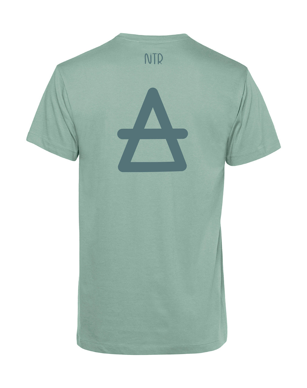 camiseta de algodon organico modelo elemento aire color verde whattii espalda