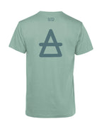 camiseta de algodon organico modelo elemento aire color verde whattii espalda