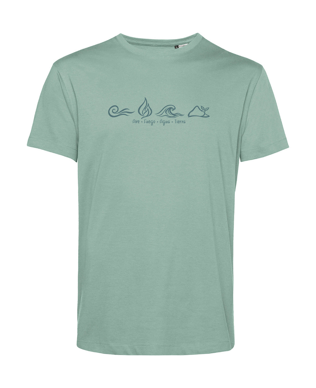 camiseta de algodon organico modelo energia aire color verde whattii pecho