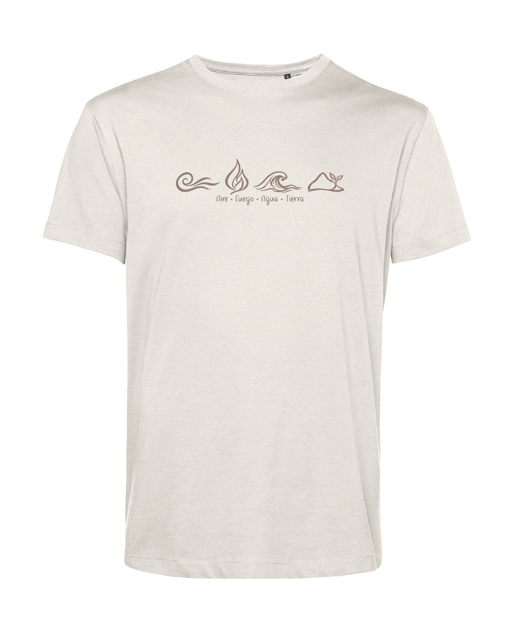 camiseta de algodon organico modelo energia tierra color beige whattii pecho