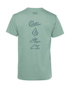 camiseta de algodon organico modelo equilibrio aire color verde whattii espalda