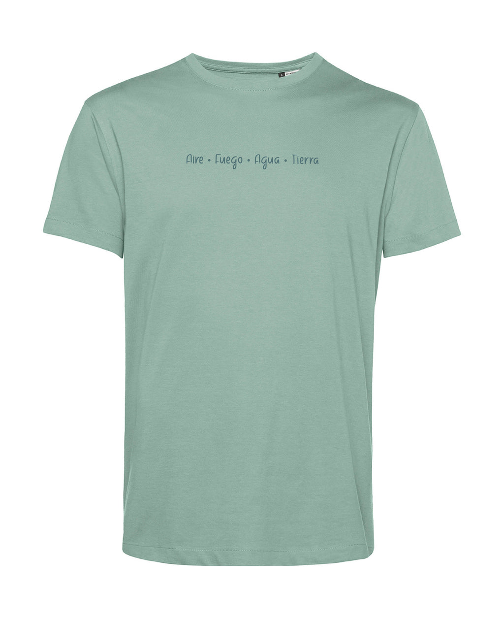 camiseta de algodon organico modelo equilibrio aire color verde whattii pecho