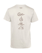 camiseta de algodon organico modelo equilibrio tierra color beige whattii espalda