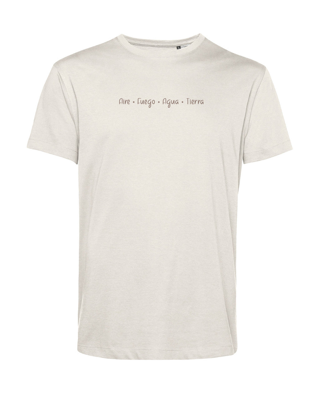 camiseta de algodon organico modelo equilibrio tierra color beige whattii pecho