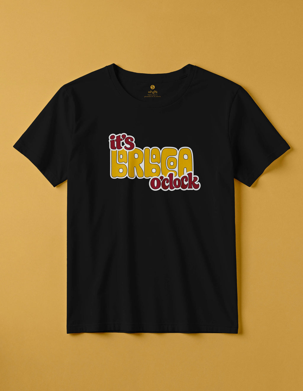 camiseta de algodon organico modelo barbacoa color negro whattii pecho