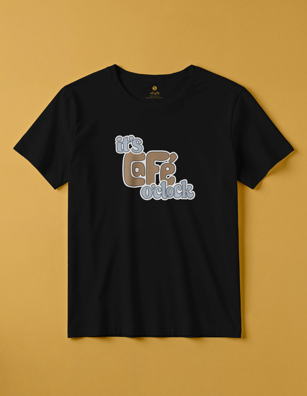 camiseta de algodon organico modelo cafe color negro whattii pecho