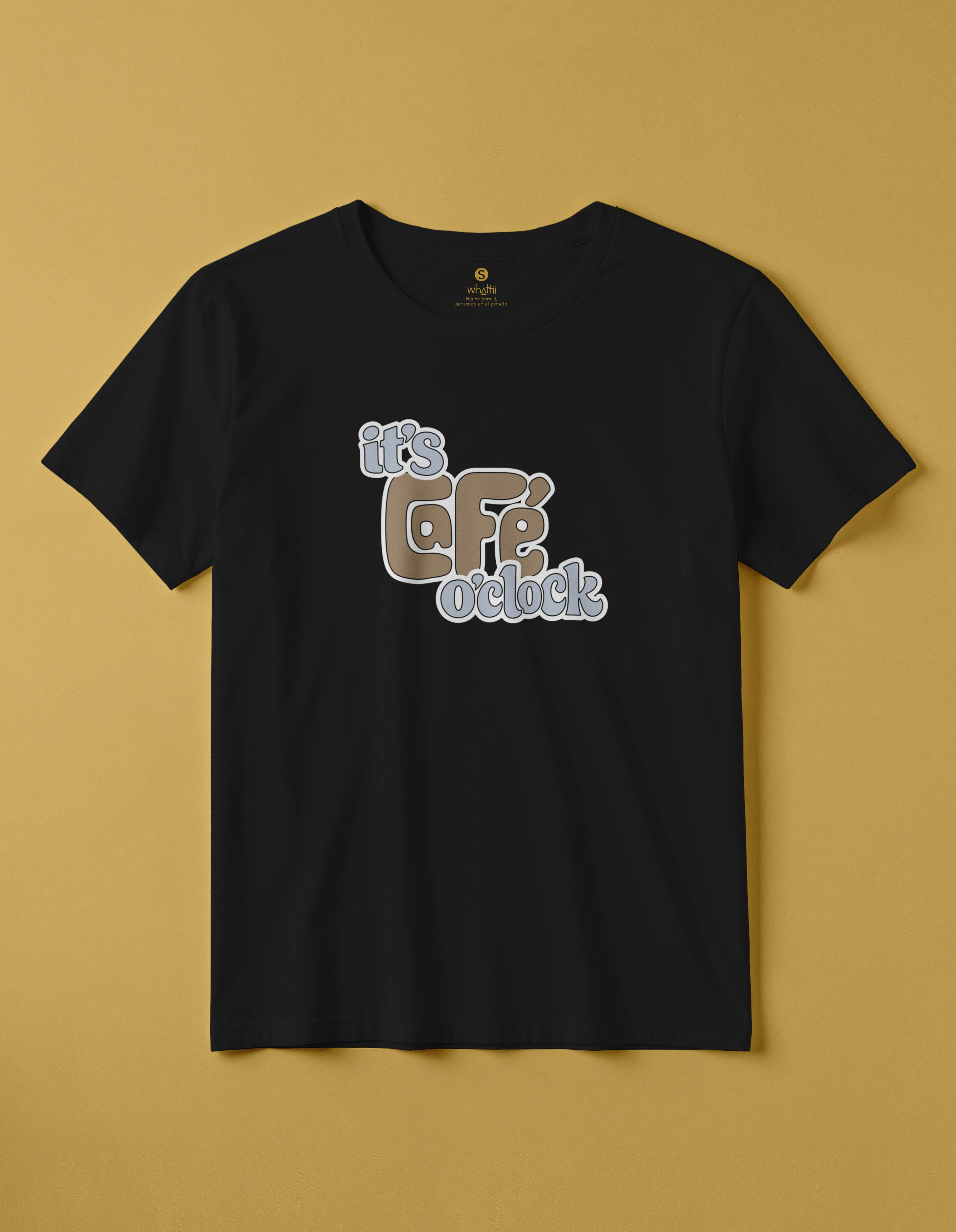 camiseta de algodon organico modelo cafe color negro whattii pecho