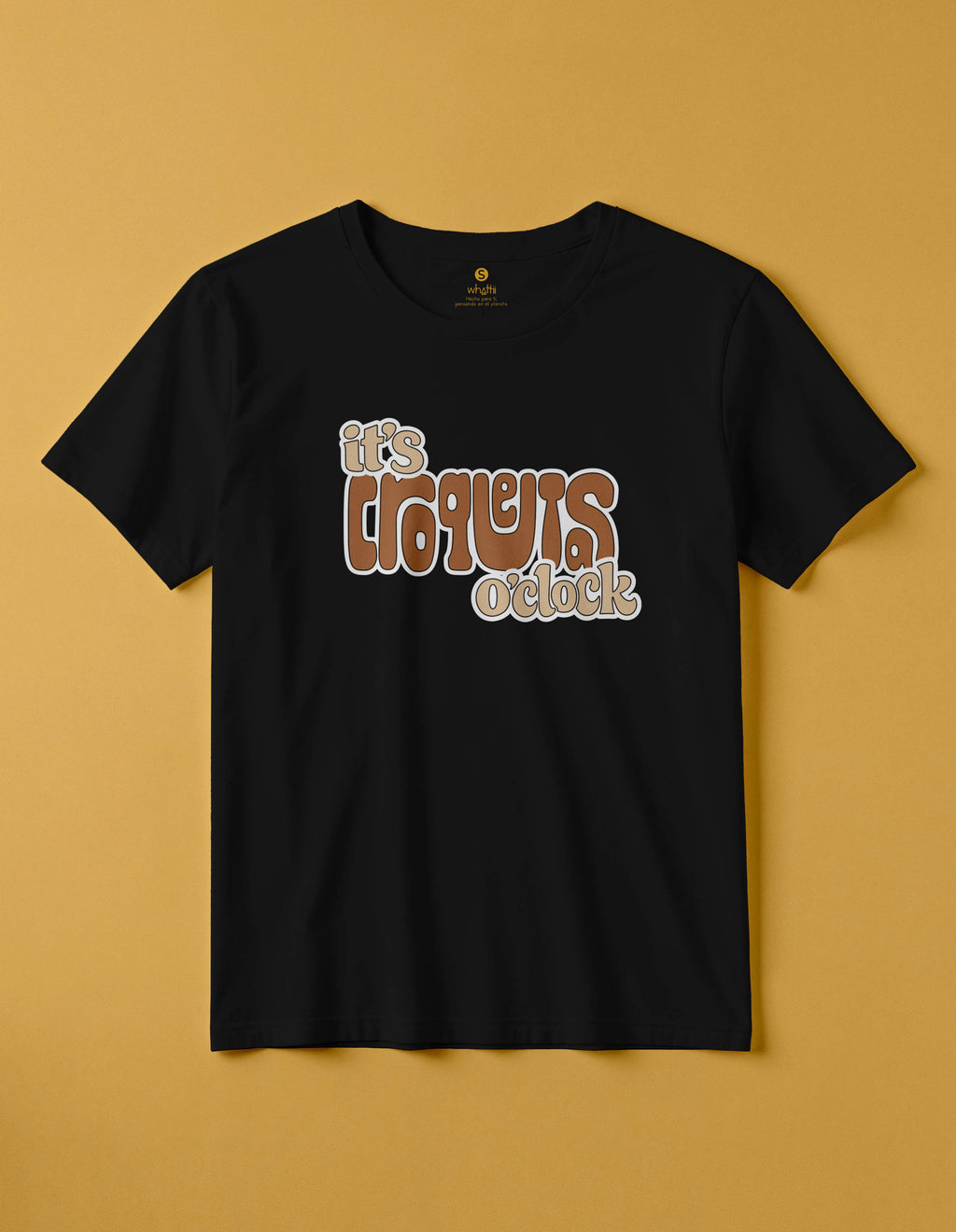 camiseta de algodon organico modelo croquetas color negro whattii pecho