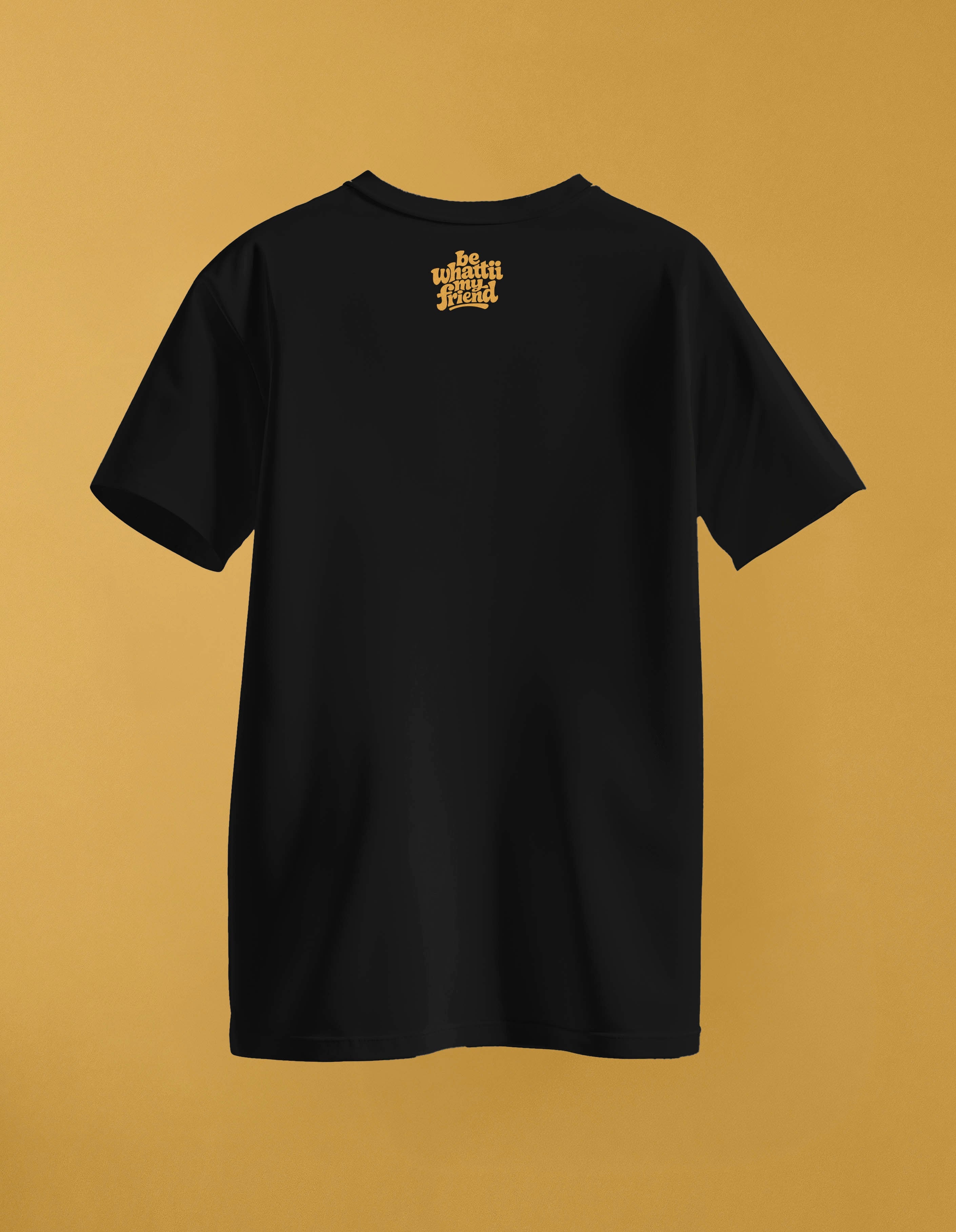 camiseta de algodon organico modelo it's o'clock color negro whattii espalda