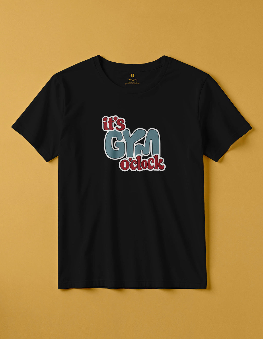 camiseta de algodon organico modelo gym color negro whattii pecho