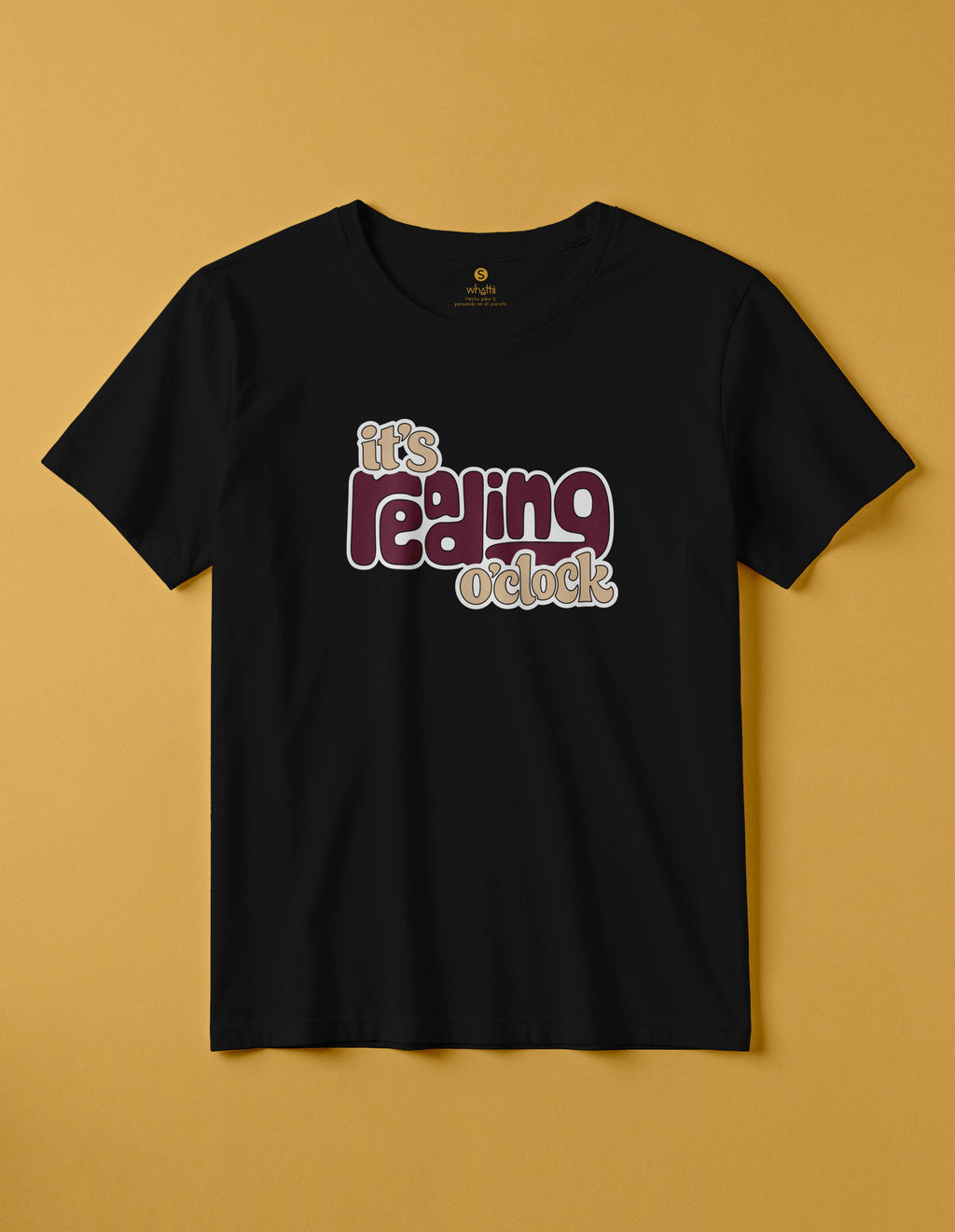 camiseta de algodon organico modelo reading color negro whattii pecho
