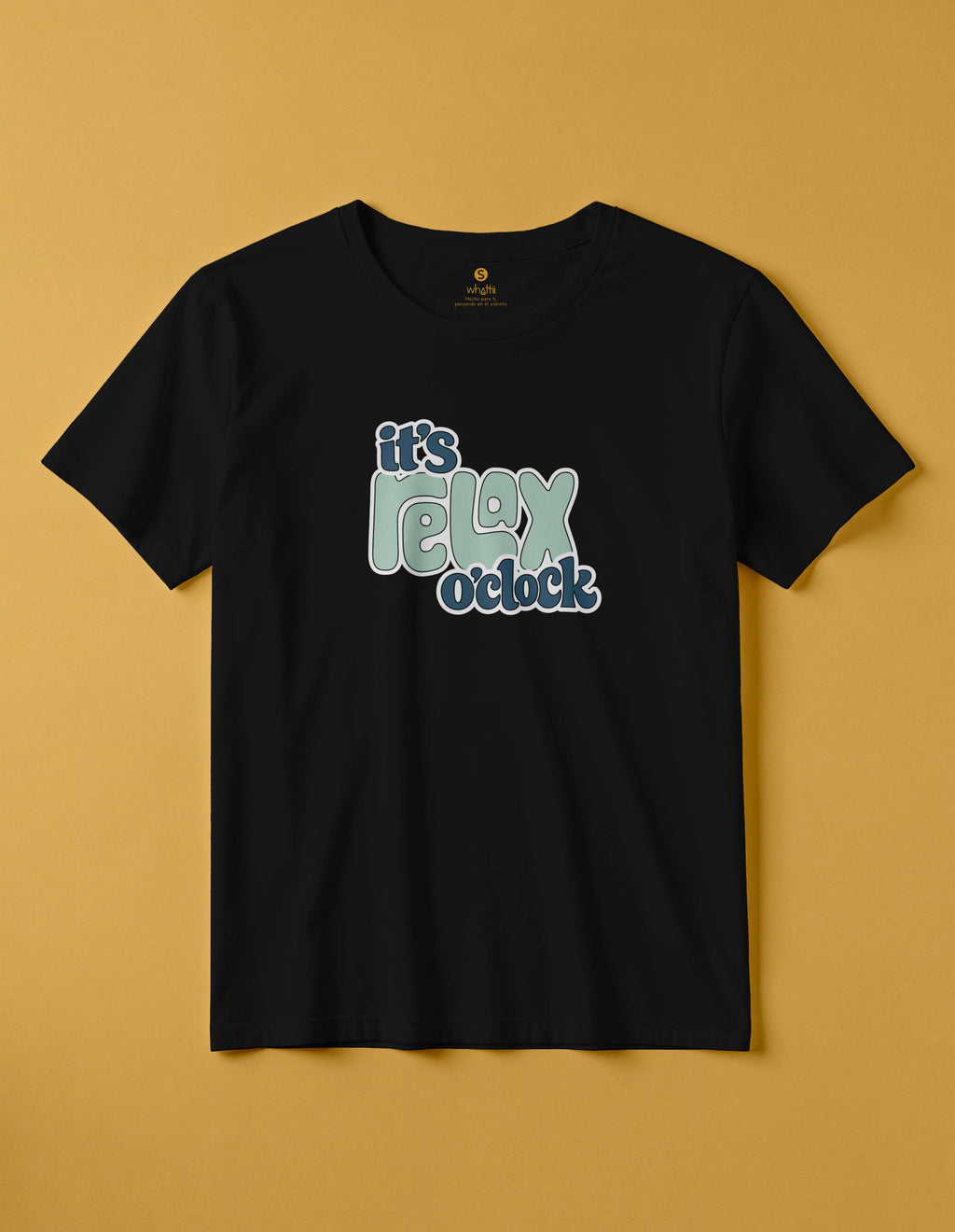 camiseta de algodon organico modelo relax color negro whattii pecho