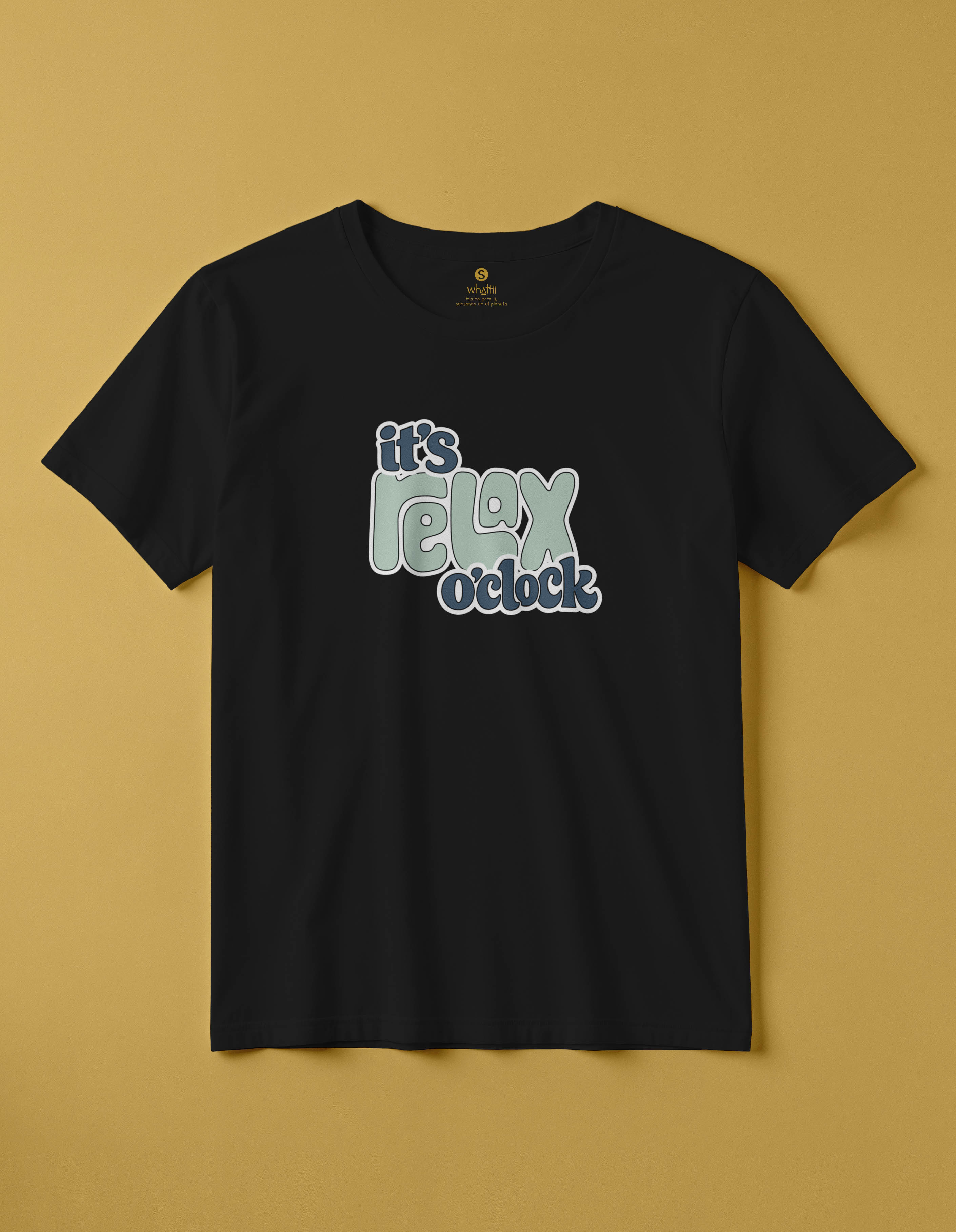 camiseta de algodon organico modelo relax color negro whattii pecho