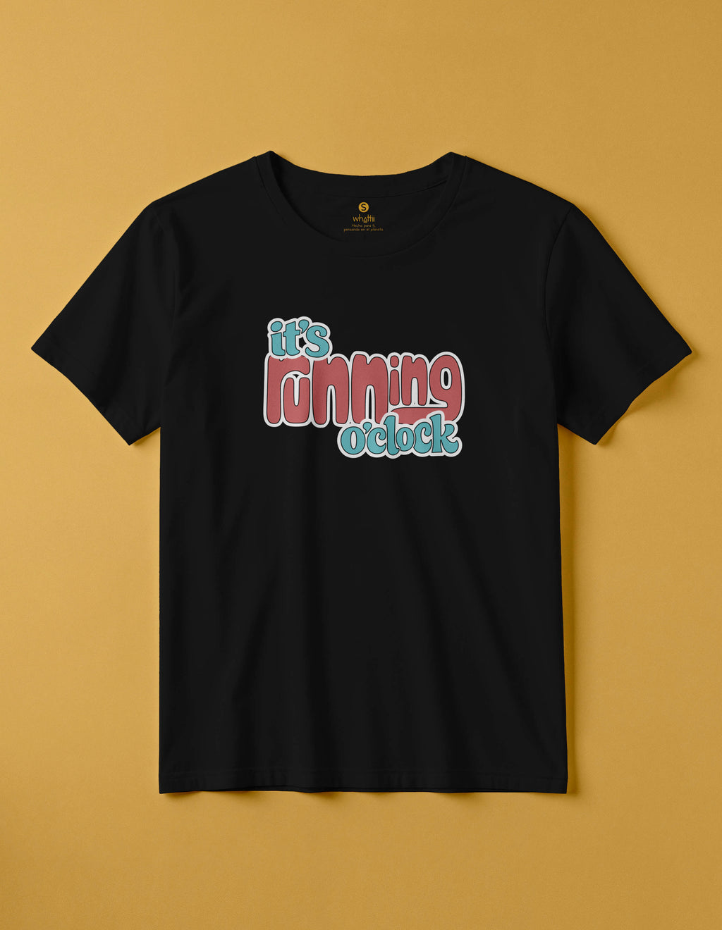 camiseta de algodon organico modelo running color negro whattii pecho