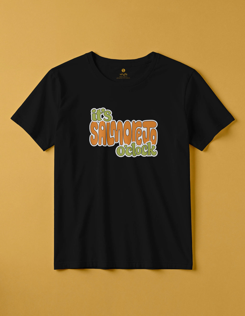 camiseta de algodon organico modelo salmorejo color negro whattii pecho