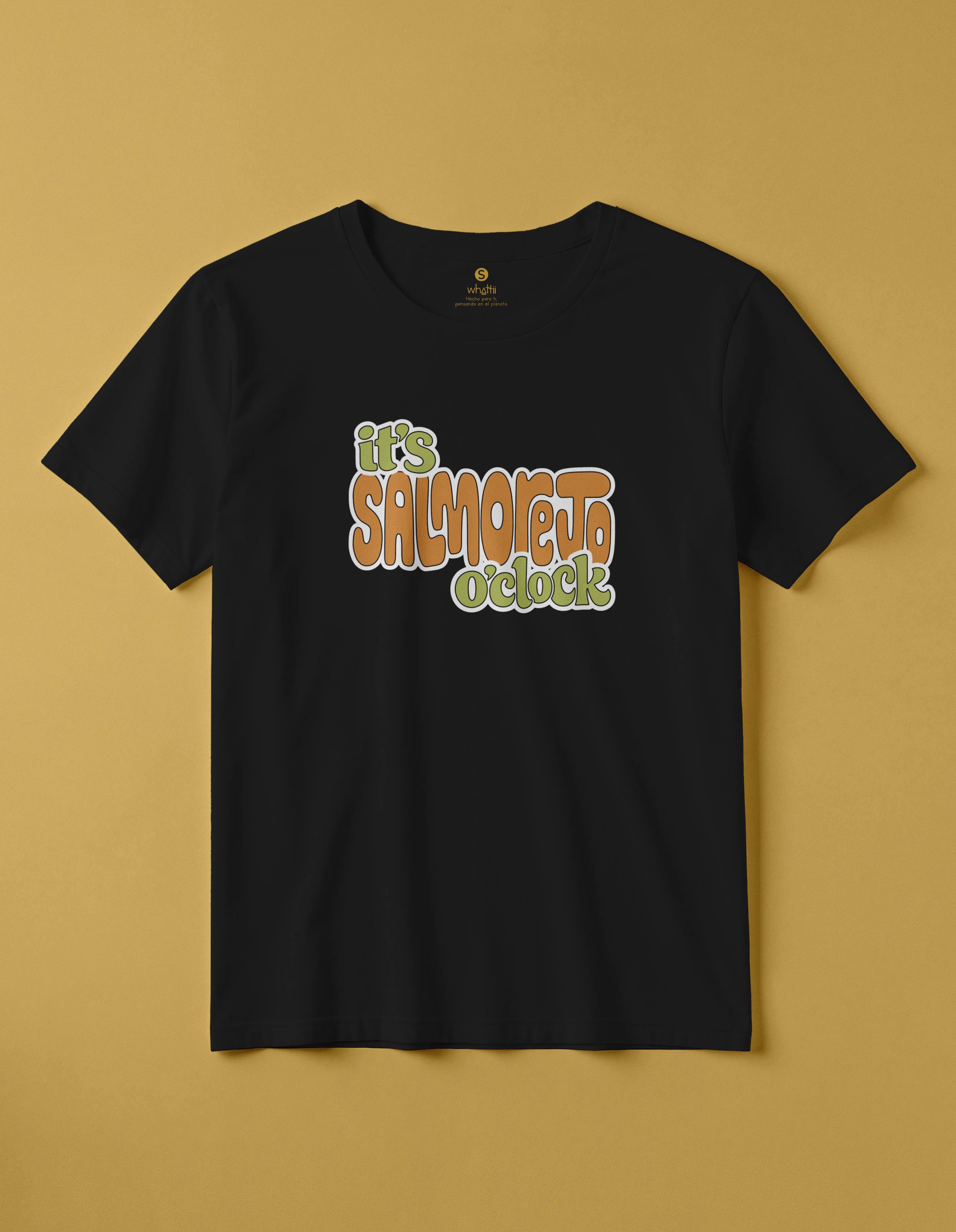 camiseta de algodon organico modelo salmorejo color negro whattii pecho