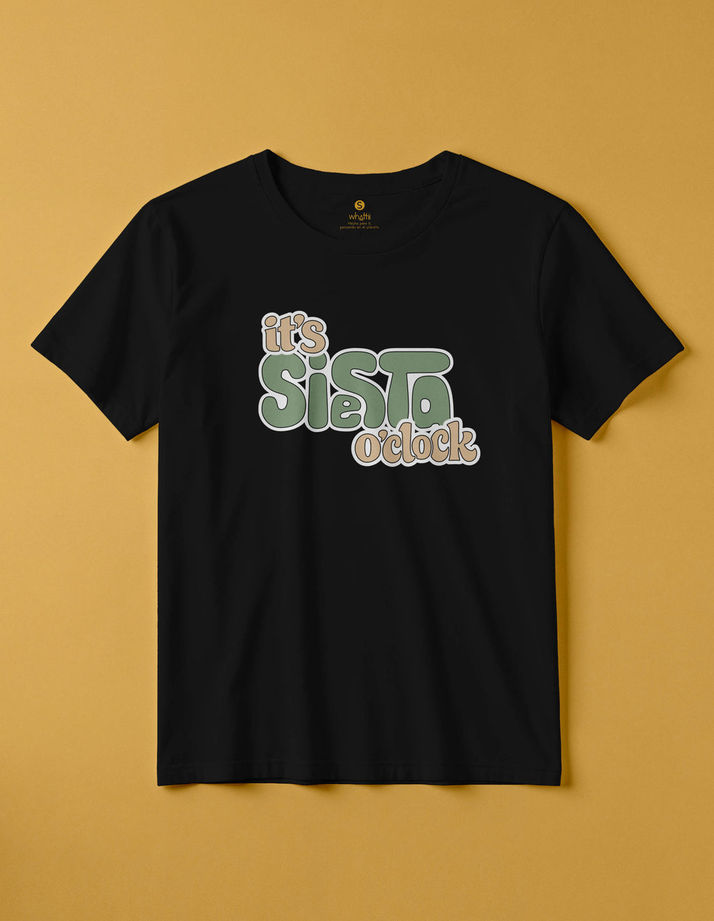 camiseta de algodon organico modelo siesta color negro whattii pecho