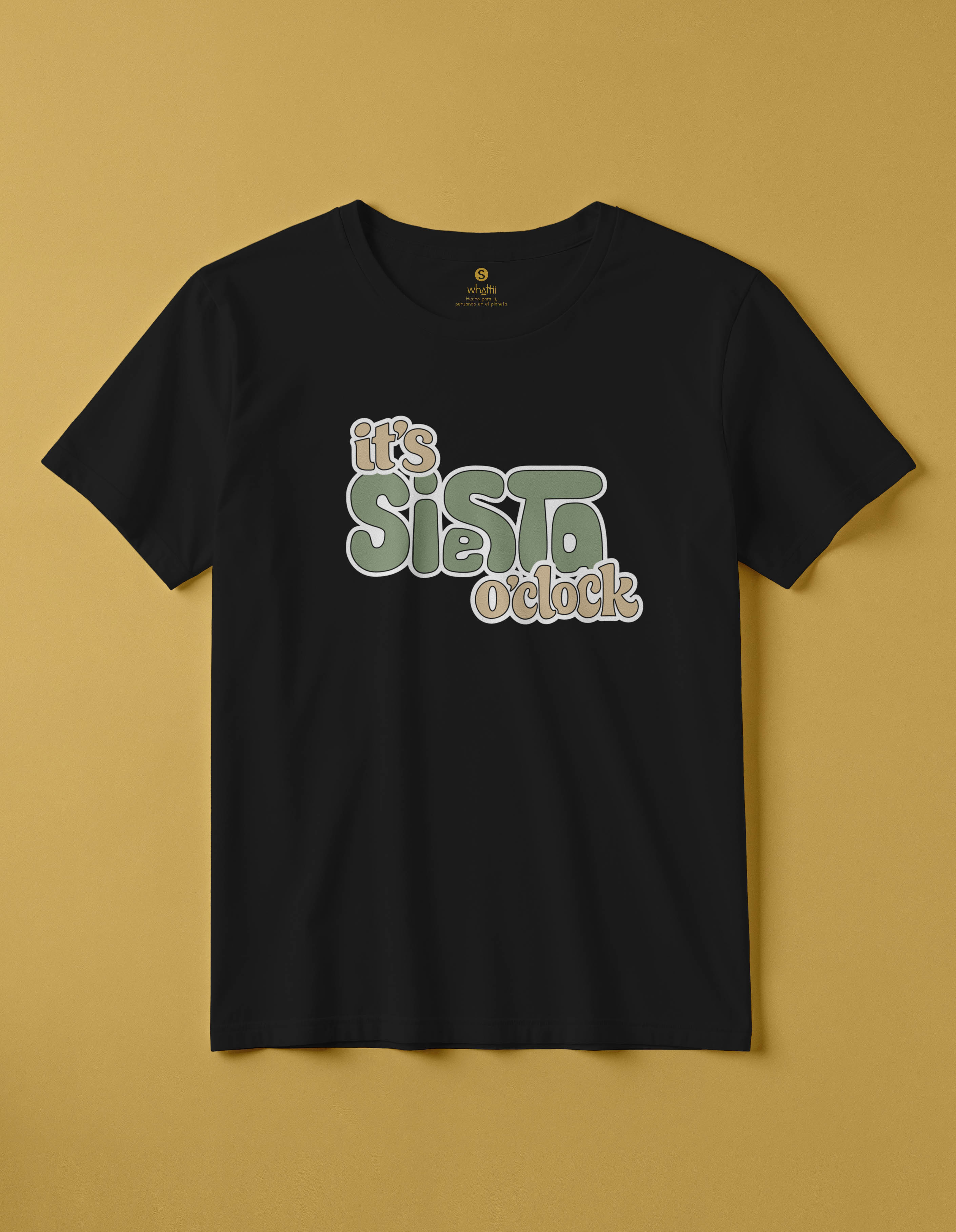 camiseta de algodon organico modelo siesta color negro whattii pecho