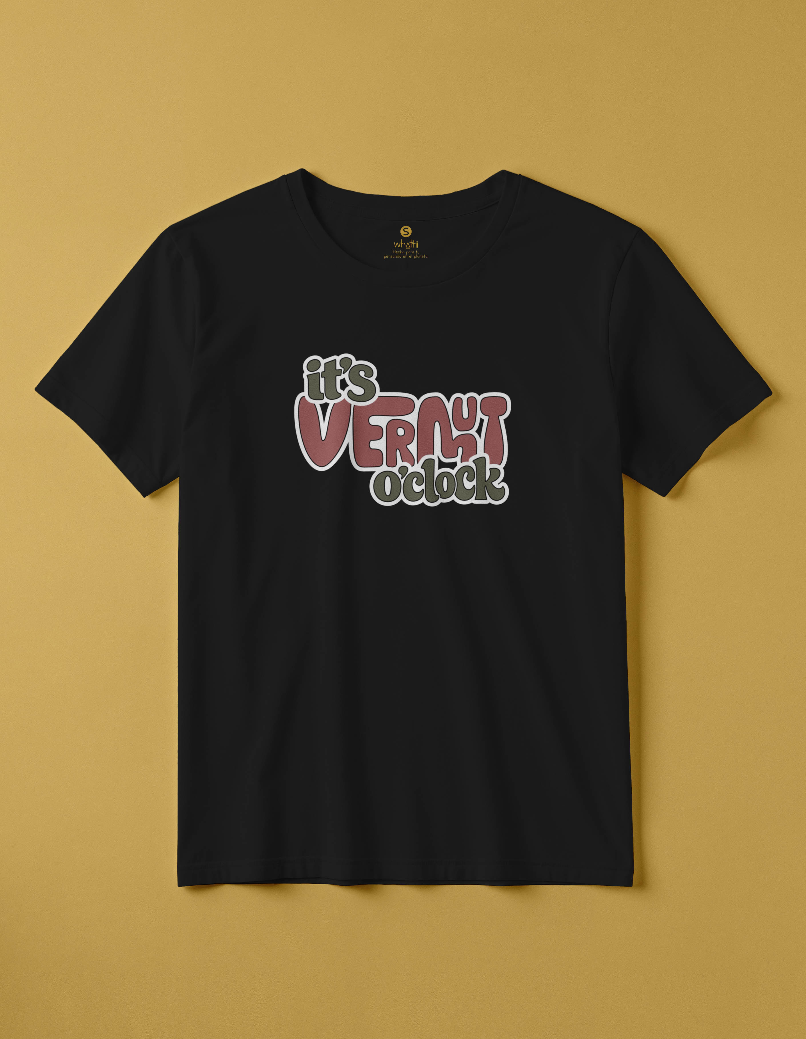camiseta de algodon organico modelo vermut color negro whattii pecho