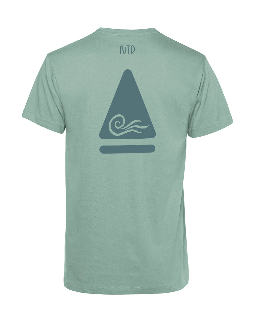 camiseta de algodon organico modelo rafaga color verde whattii espalda